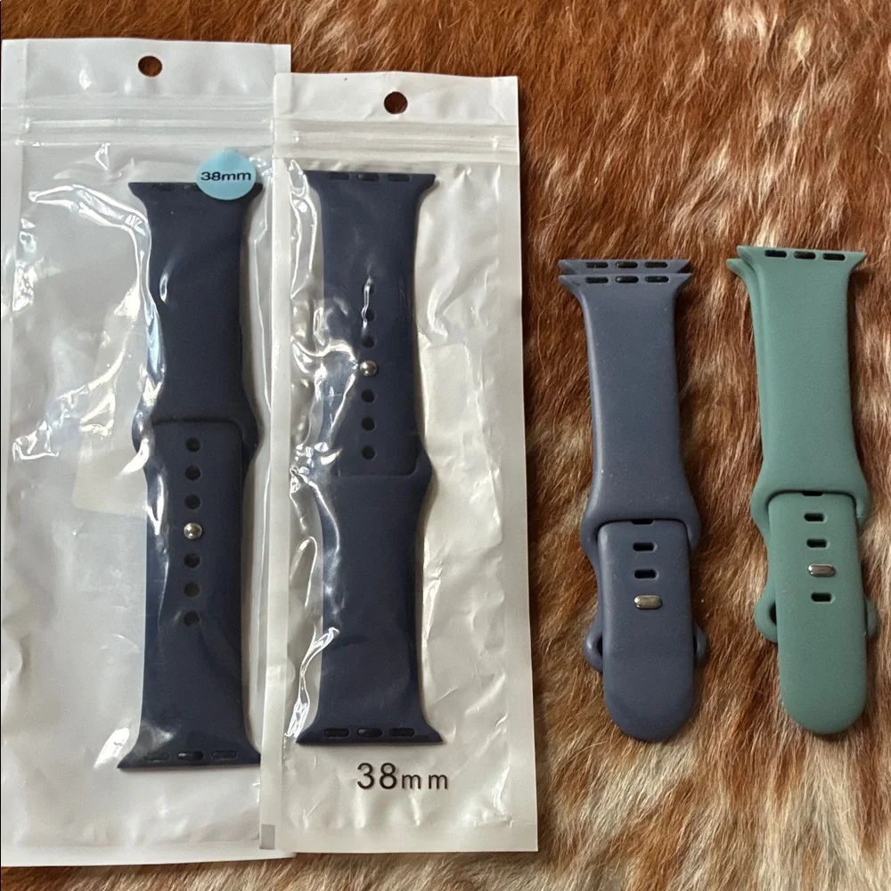 38mm Dark Blue & Green Silicone Watch Bands – Compatible 38mm Smartwatches